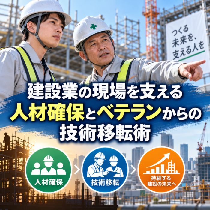 建設業の現場を支える人材確保とベテランからの技術移転術